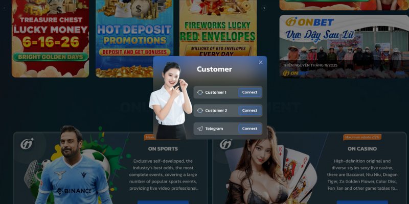Bộ phận hỗ trợ khách hàng của Onbet